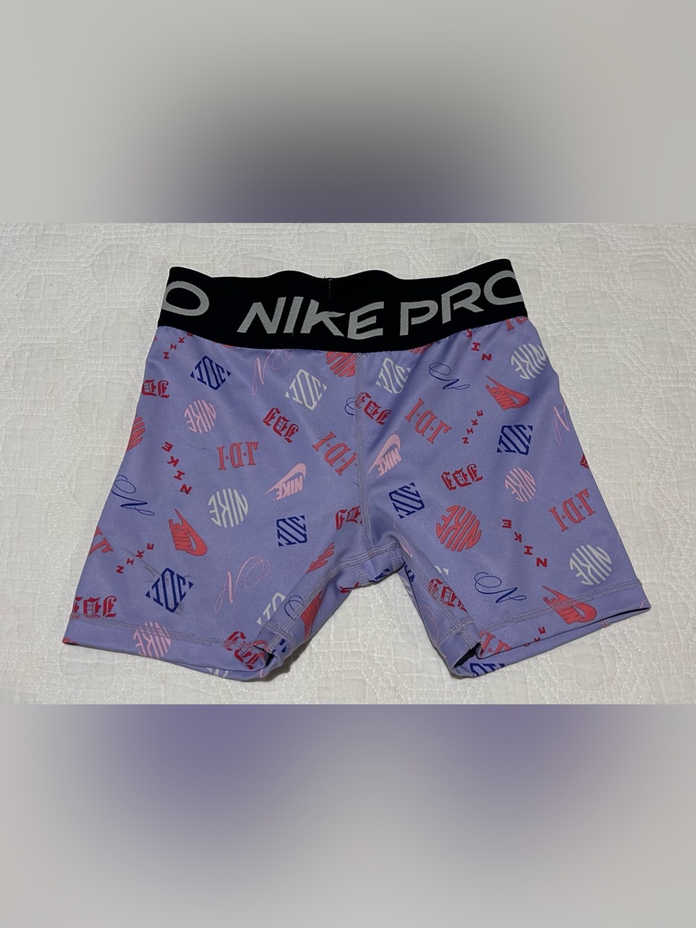 Nike Pro Lavender Logo Spandex Shorts Size Medium
